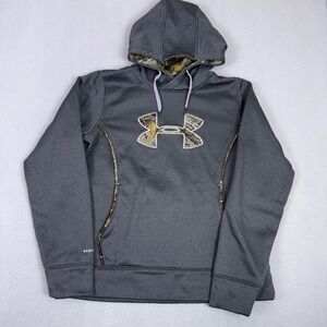 Under Armour Women's Large Gray Camo Logo ColdGear Storm Hoodie